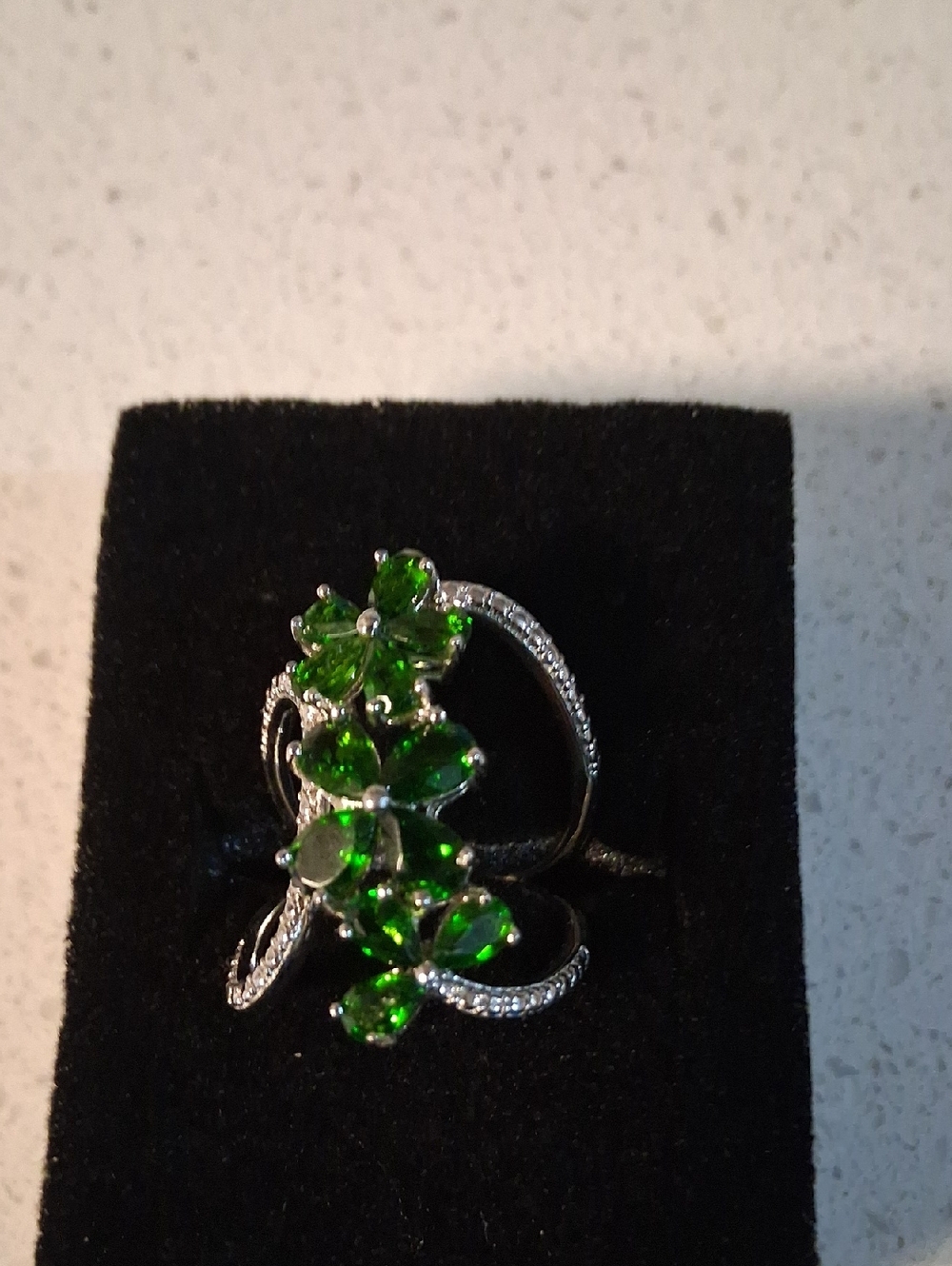 Sterling & Chrome diopside ring